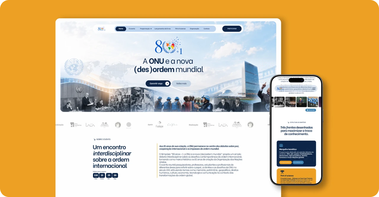 Apresentação do projeto em desktop e celular
